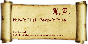 Mihályi Perpétua névjegykártya
